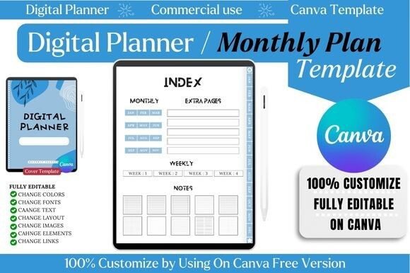 Digital Notebook Templates Lovely Blue: Your All-in-One Planning Hub