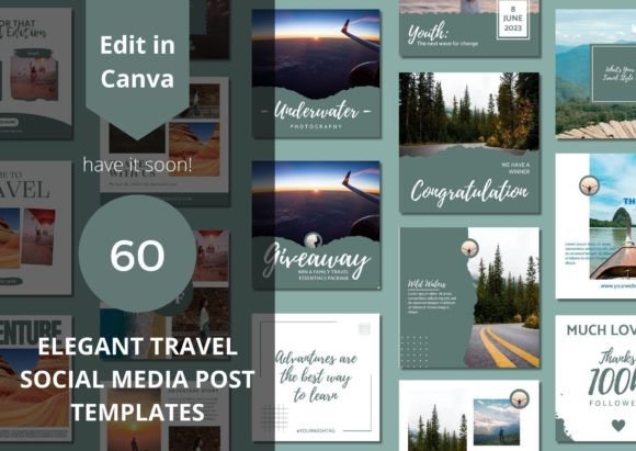 Elevate Your Travel Content with 60 Elegant Canva Templates